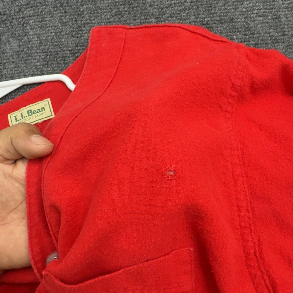 Vintage LL Bean Nightshirt Unisex One Size Red Flannel Henley Pocket Loungewear - Picture 4 of 7